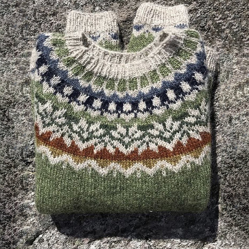 Vintage Icelandic Knit Jacquard Warmth Sweater(Unisex) elevenforest