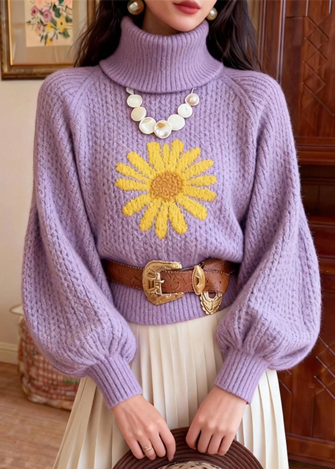 A Vintage Style Sweater with Delicate Timeless Details