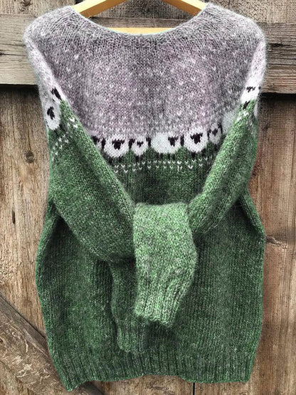 Vintage Sheep Jacquard Cozy Sweater artswardrobe