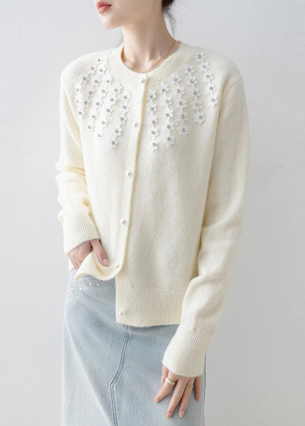 A Vintage Style Cardigan with Delicate Timeless Details