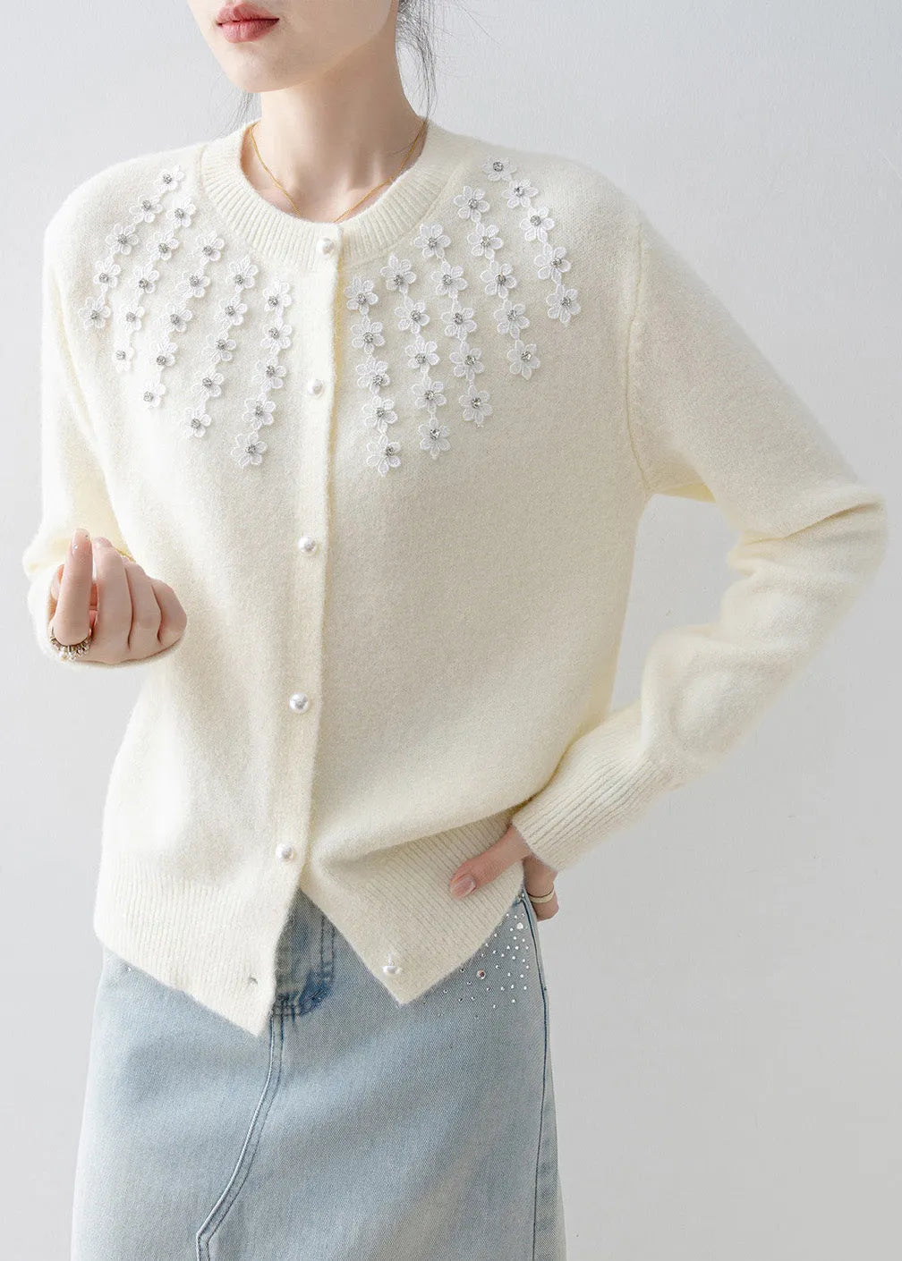 A Vintage Style Cardigan with Delicate Timeless Details