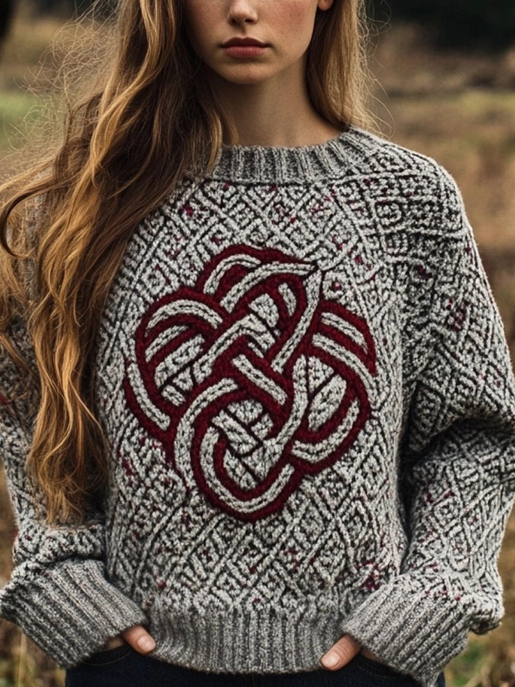 Wool Sweater with Interlocking Celtic Design